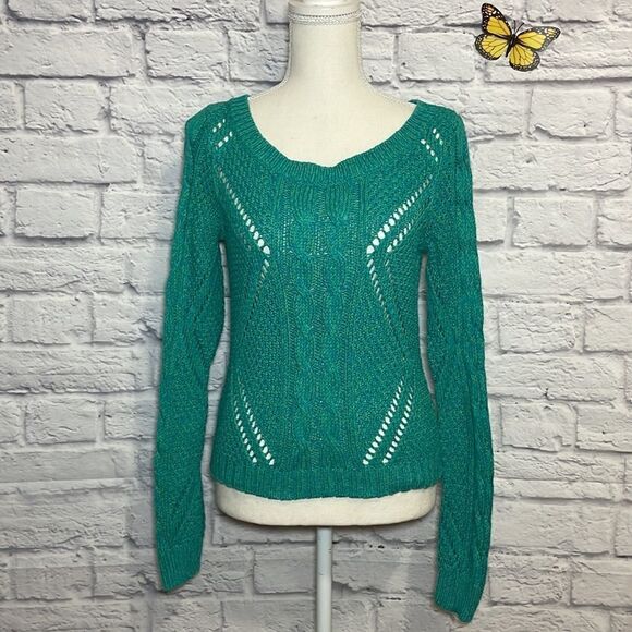 AMERICAN Eagle Boat Neck Knit Sweater 100% Cotton Size Small - Picture 2 of 10